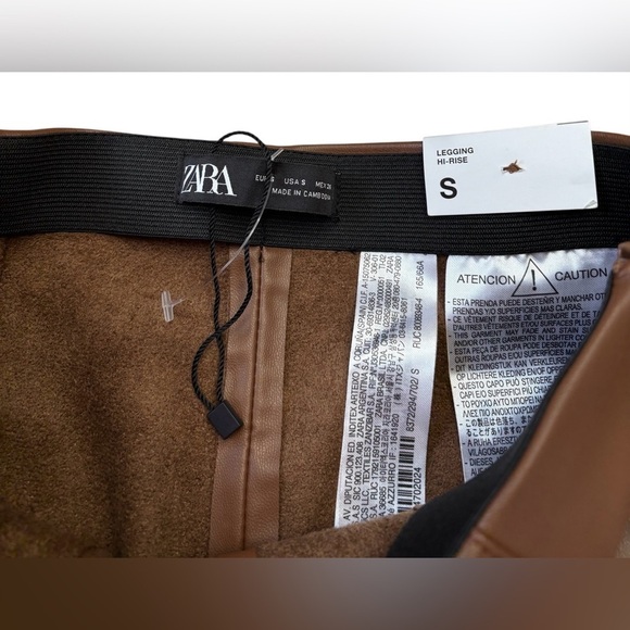 ZARA, High-Waisted Faux Leather Leggings, Small, Brown - Picture 4 of 11
